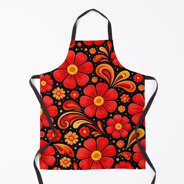 Item preview, Retro Red Floral Pattern on Black Background – Vintage AI Generated Design designed and sold by Cleora Art .