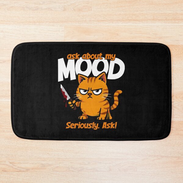 Item preview, Ask About My Mood Angry Orange Cat With Knife designed and sold by giovanni monasta.
