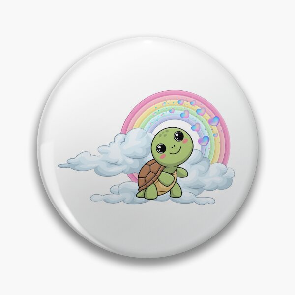 Artikelvorschau, Verträumte Schildkröte – Niedliche grüne Schildkröte auf Wolken mit Regenbogen entworfen und verkauft von Love3Happy.