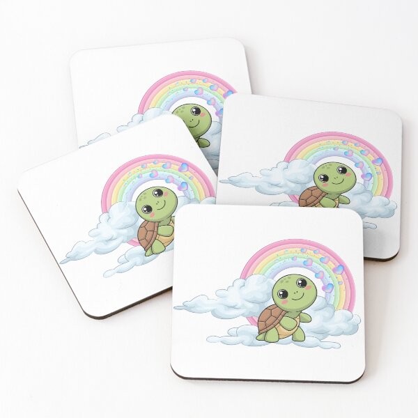 Item preview, Dreamy Turtle - Cute Green Turtle on Clouds with Rainbow designed and sold by Love3Happy.