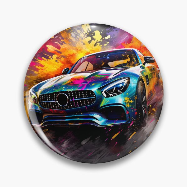 Item preview, Vivid Rainbow Sports Car Exploding Through Neon Paint Splash Storm designed and sold by RevUpDesign.