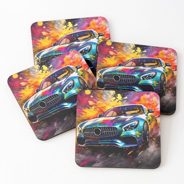 Item preview, Vivid Rainbow Sports Car Exploding Through Neon Paint Splash Storm designed and sold by RevUpDesign.