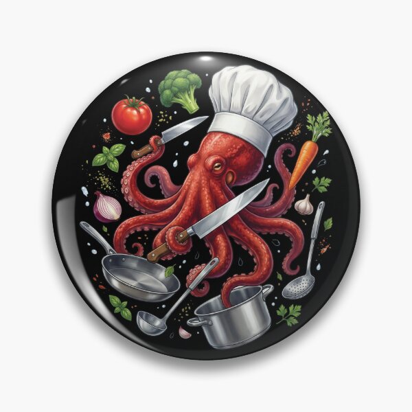 Item preview, Octopus Chef Cooking Kitchen Art designed and sold by AdyKurniawan.