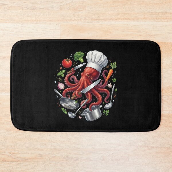 Item preview, Octopus Chef Cooking Kitchen Art designed and sold by AdyKurniawan.