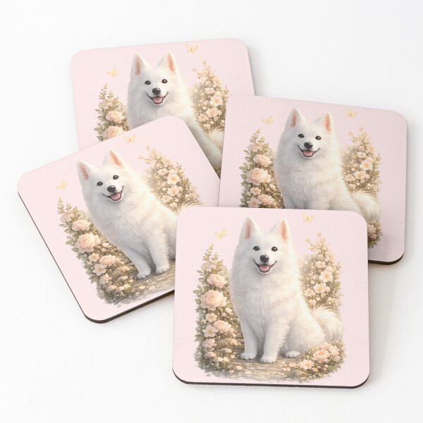 Item preview, Fluffy White Dog in Bloom designed and sold by Lilou Art Shop.