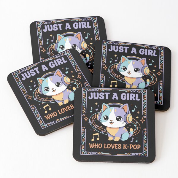 Item preview, Just A Girl Who Loves K-Pop Cute Korean Music Cat designed and sold by LuminOrb.