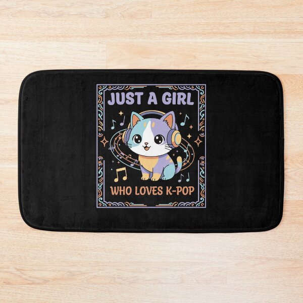 Item preview, Just A Girl Who Loves K-Pop Cute Korean Music Cat designed and sold by LuminOrb.