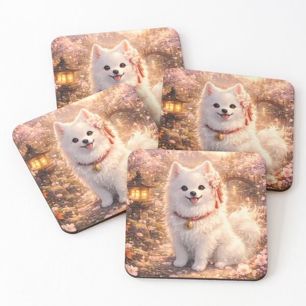 Item preview, Japanese Spitz in Sakura Garden designed and sold by Lilou Art Shop.