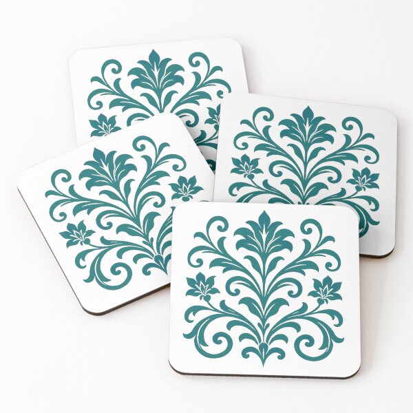 Item preview, Ornamental Floral Harmony – Teal Botanical Design designed and sold by Dogandesighn.
