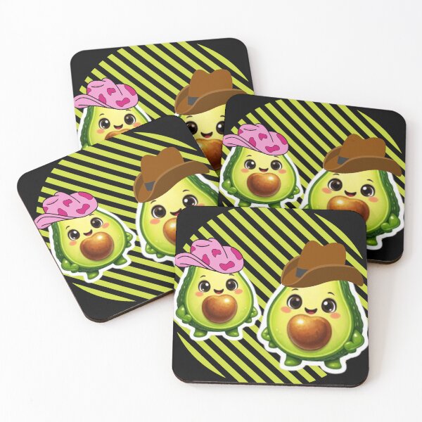 Item preview, Adorable Cowboy Avocados – Cute Kawaii Cartoon Duo Illustration designed and sold by MeghannsMinimalMeals.