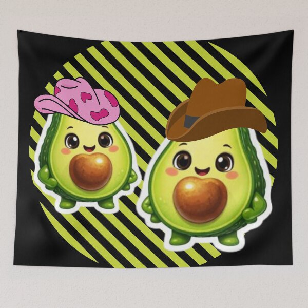 Item preview, Adorable Cowboy Avocados – Cute Kawaii Cartoon Duo Illustration designed and sold by MeghannsMinimalMeals.