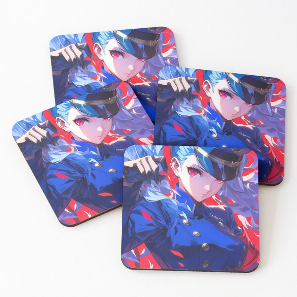Item preview, Justine Caroline Persona 5 Blue Hair Glasses Portrait designed and sold by Tokyonomad.