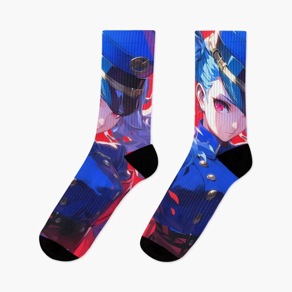 Item preview, Justine Caroline Persona 5 Blue Hair Glasses Portrait designed and sold by Tokyonomad.