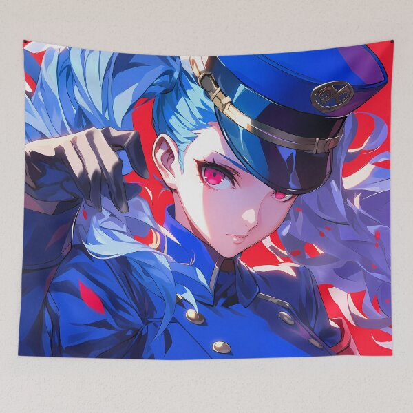 Item preview, Justine Caroline Persona 5 Blue Hair Glasses Portrait designed and sold by Tokyonomad.