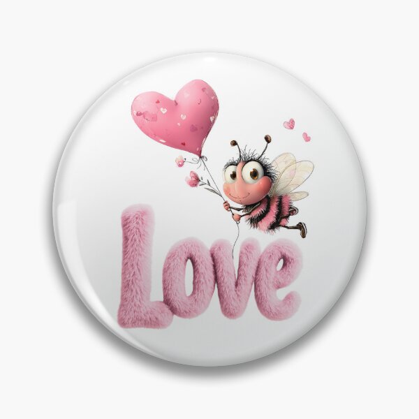 Item preview, Cute Bee With Heart Balloon Pink Love designed and sold by OneLook.