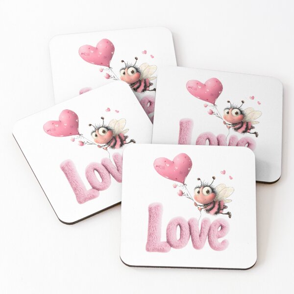 Item preview, Cute Bee With Heart Balloon Pink Love designed and sold by OneLook.