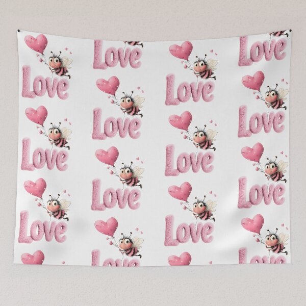 Item preview, Cute Bee With Heart Balloon Pink Love designed and sold by OneLook.