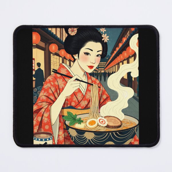Item preview, Ukiyo-e Ramen Geisha – Japanese Night Street Art with Traditional Kimono designed and sold by wa-birds-hama.