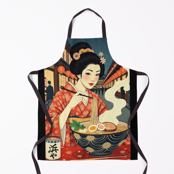 Item preview, Ukiyo-e Ramen Geisha – Japanese Night Street Art with Traditional Kimono designed and sold by wa-birds-hama.