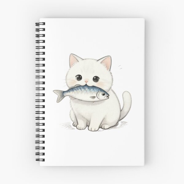 Item preview, Cute White Kitty Got That Fish <3 designed and sold by ✿good goodies✿.