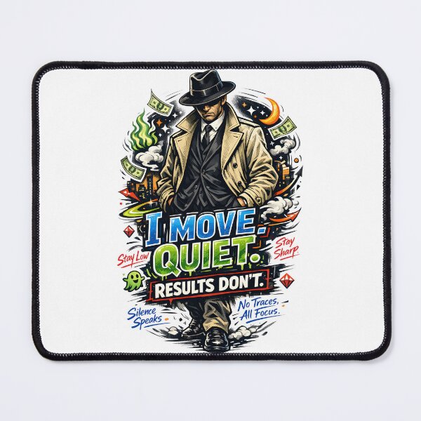 Item preview, I Move Quiet Results Don't Motivational Retro Mafia Boss Poster - Silent Success Hustle Culture Wall Art - Dark Noir Stoic Entrepreneur Graphic by Vivaan Studio designed and sold by Vivaan Studio.