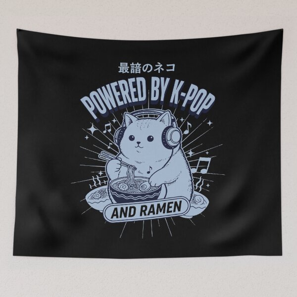 Item preview, Powered By K-Pop And Ramen Kpop Korean Music Cat designed and sold by LuminOrb.