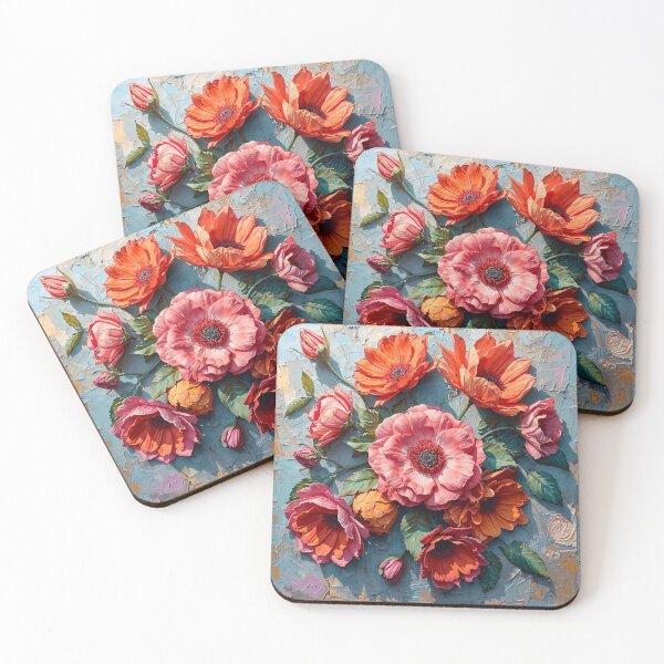 Item preview, Ethereal Bloom: Modern Abstract Impasto Pink and Orange Floral Garden Art designed and sold by Cozyartsss.