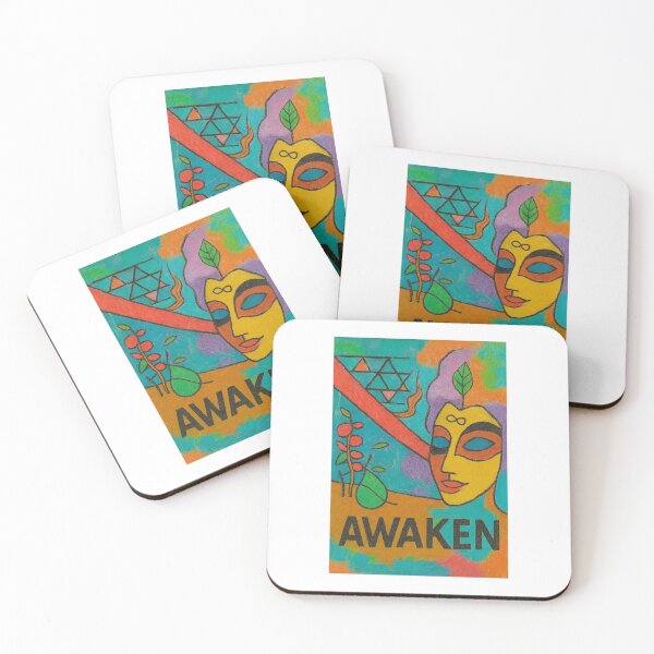 Item preview, Awaken - Colorful Abstract Painting with Meditative Face designed and sold by ARTGENERATESART.