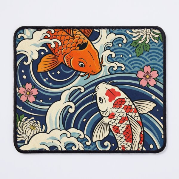 Item preview, Twin Koi Fish Japanese Wave Art – Harmony, Luck & Prosperity Illustration designed and sold by VibeVauilt.