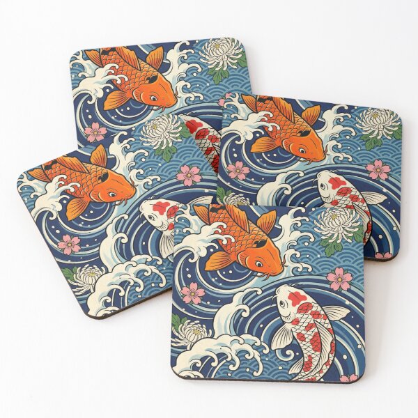 Item preview, Twin Koi Fish Japanese Wave Art – Harmony, Luck & Prosperity Illustration designed and sold by VibeVauilt.