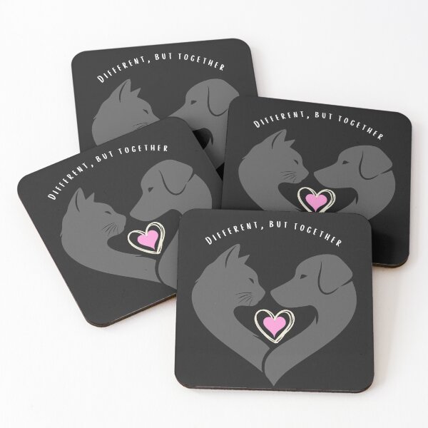 Item preview, Different, But Together – Cat and Dog Love Illustration designed and sold by CHANCHANAI.