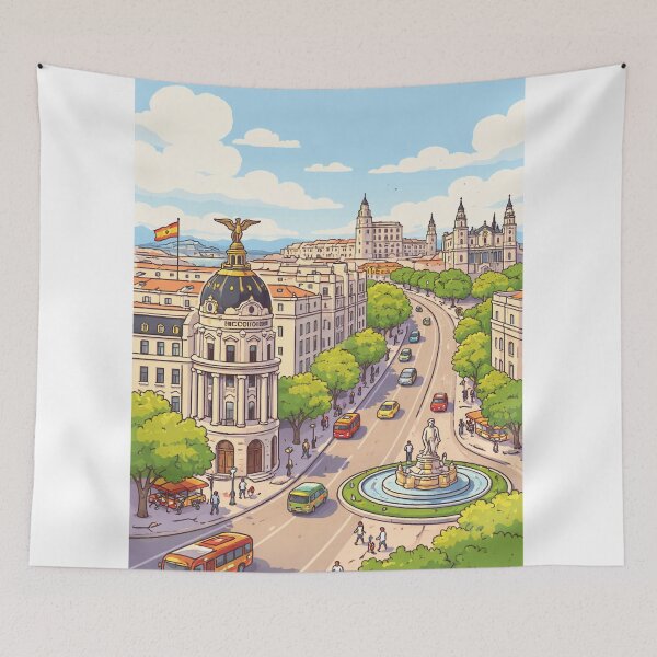 Item preview, Illustration of Madrid – Iconic Skyline | Minimalist Urban Art designed and sold by DrizzyV.