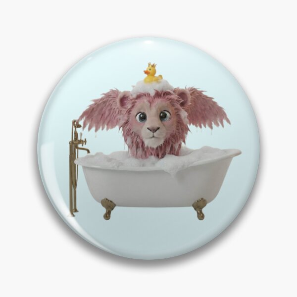 Item preview, Funny Pink Lion in Bubble Bath with Rubber Duck designed and sold by PixMoody.