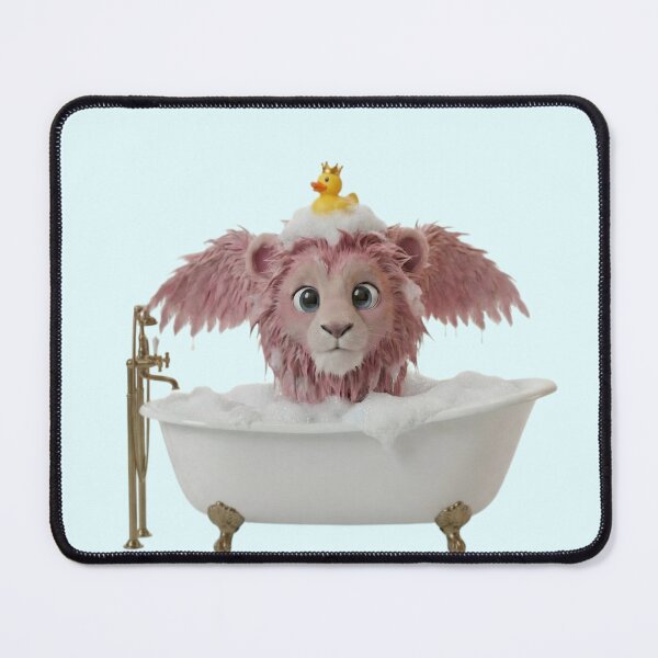 Item preview, Funny Pink Lion in Bubble Bath with Rubber Duck designed and sold by PixMoody.