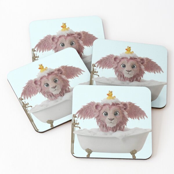 Item preview, Funny Pink Lion in Bubble Bath with Rubber Duck designed and sold by PixMoody.