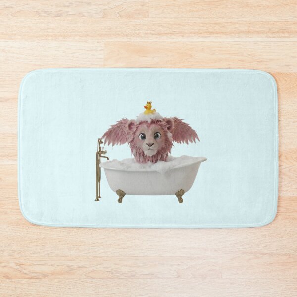 Item preview, Funny Pink Lion in Bubble Bath with Rubber Duck designed and sold by PixMoody.