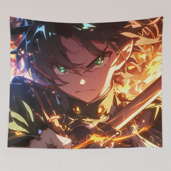 Item preview, Guren Ichinose Seraph End Orange Glow Blue Sparks Focused Power designed and sold by Tokyonomad.