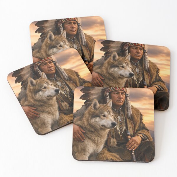 Item preview, Wolf Guardian at Sunset – Spirit Bond Fantasy Art designed and sold by TMD167207.