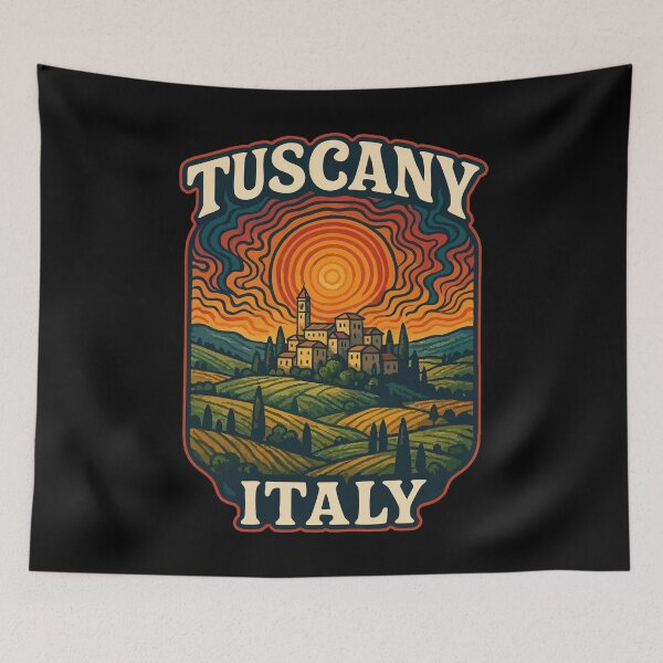 Item preview, Tuscany Italy Retro Trippy Art designed and sold by TomFrontierArt.