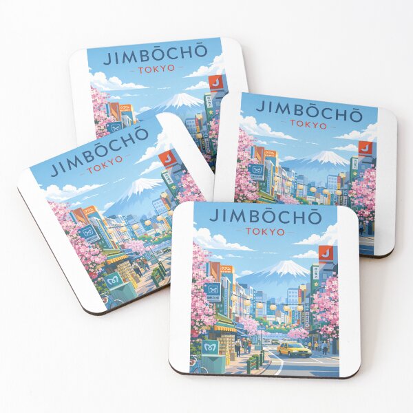 Item preview, Jimbocho Street in Tokyo with Cherry Blossoms and Mount Fuji designed and sold by Aryabek.