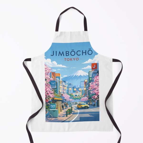 Item preview, Jimbocho Street in Tokyo with Cherry Blossoms and Mount Fuji designed and sold by Aryabek.