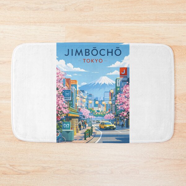Item preview, Jimbocho Street in Tokyo with Cherry Blossoms and Mount Fuji designed and sold by Aryabek.