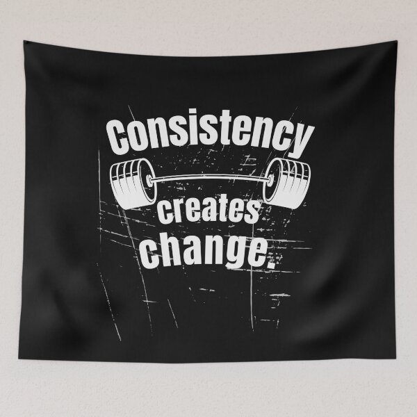 Item preview, Consistency creates change. Gym Fitness Motivation Quote designed and sold by TeeArtWorld.