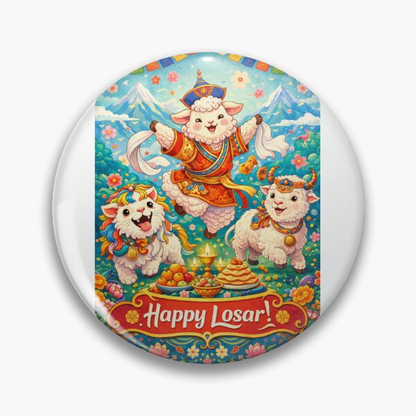Item preview, Cute Tibetan Losar Celebration with Dancing Sheep and Himalayan Scenery designed and sold by Aryabek.