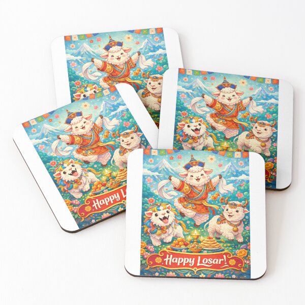 Item preview, Cute Tibetan Losar Celebration with Dancing Sheep and Himalayan Scenery designed and sold by Aryabek.