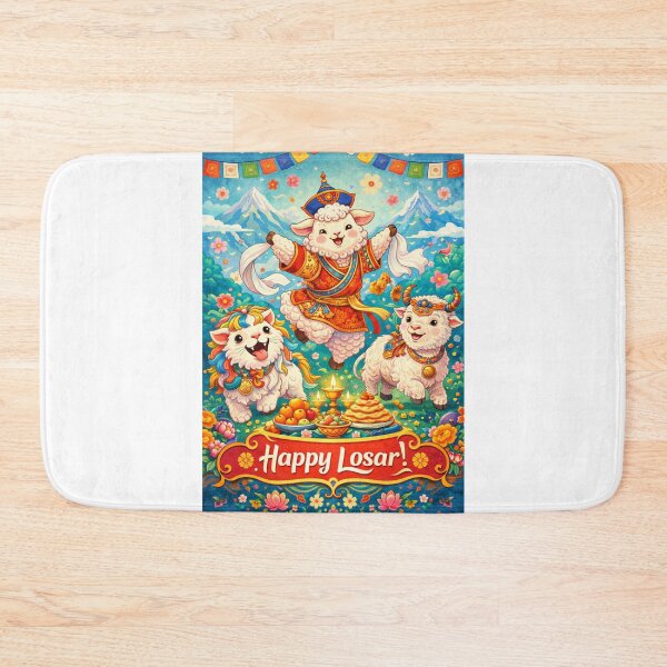 Item preview, Cute Tibetan Losar Celebration with Dancing Sheep and Himalayan Scenery designed and sold by Aryabek.