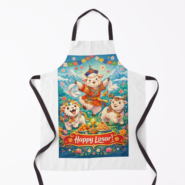 Item preview, Cute Tibetan Losar Celebration with Dancing Sheep and Himalayan Scenery designed and sold by Aryabek.