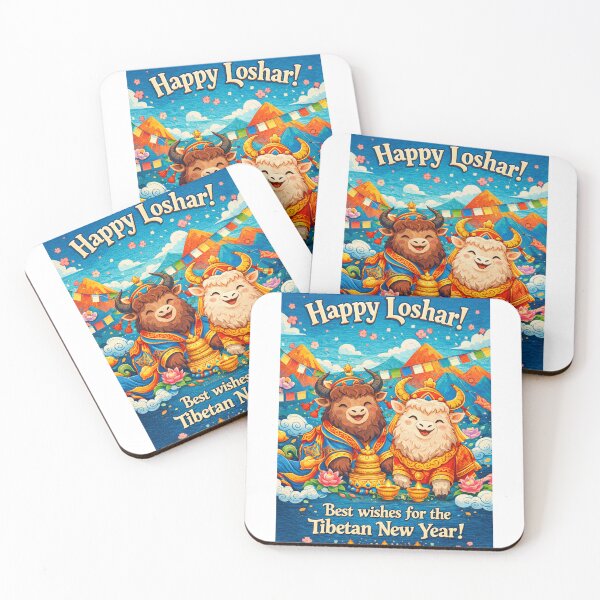 Item preview, Tibetan New Year Greeting with Yaks and Prayer Flags in the Himalayas designed and sold by Aryabek.