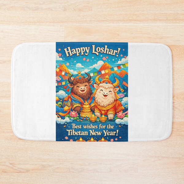Item preview, Tibetan New Year Greeting with Yaks and Prayer Flags in the Himalayas designed and sold by Aryabek.