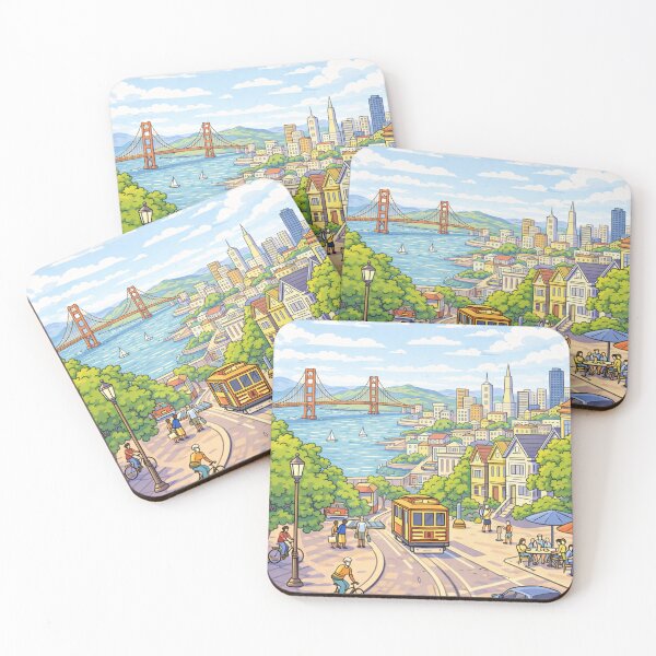 Item preview, Illustration of San Francisco – Golden Gate and Cable Car | Urban Art designed and sold by DrizzyV.
